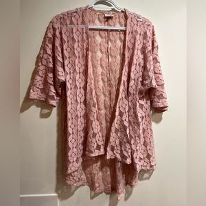 Pink lace short sleeve kimono sz S